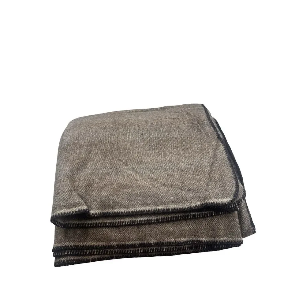 Vintage Ralph Lauren King 100% Lambswool Blanket 108x90 USA Brown Slight Irreg